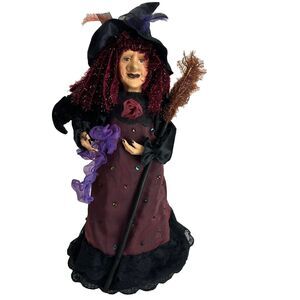 Vintage Dan Dee Collectors Choice Witch Table Top Tree Purple Dress Bat Broom